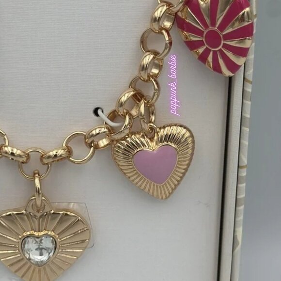 House of Harlow 1960 Gold and Pink Red Charm Necklace NWT - Picture 6 of 14